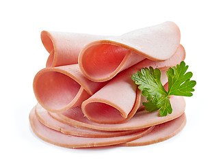 Image showing sliced boiled sausage