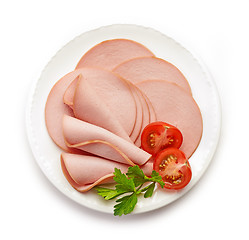 Image showing sliced boiled sausage