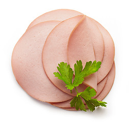 Image showing sliced boiled sausage