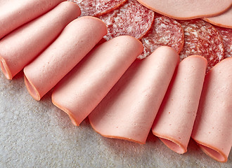 Image showing various sausage slices