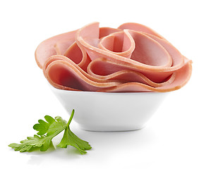 Image showing sliced boiled sausage