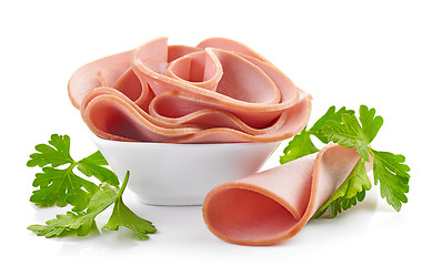 Image showing sliced boiled sausage