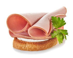 Image showing sliced boiled sausage