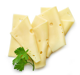 Image showing cheese slices on white background