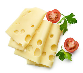 Image showing cheese slices on white background