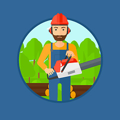 Image showing Woodcutter with chainsaw.