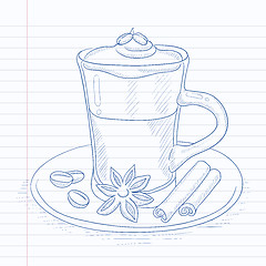 Image showing Cup of coffee with cinnamon.