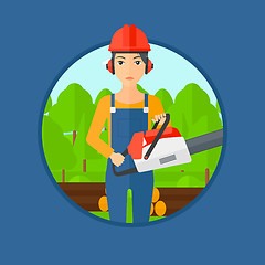 Image showing Woodcutter with chainsaw.