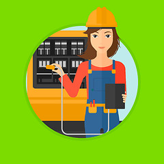 Image showing Electrician with electrical equipment.