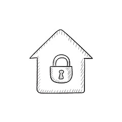 Image showing House with closed lock sketch icon.