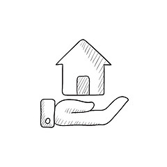 Image showing House insurance sketch icon.