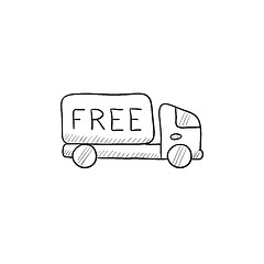 Image showing Free delivery truck sketch icon.