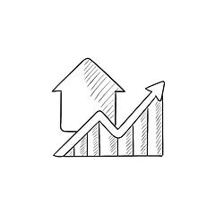 Image showing Graph of real estate prices growth sketch icon.