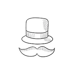 Image showing Hat and mustache sketch icon.