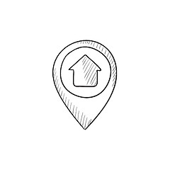 Image showing Pointer with house inside sketch icon.