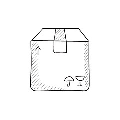 Image showing Carton package box sketch icon.