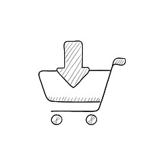 Image showing Online shopping cart sketch icon.