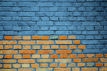 Image showing Red and blue brick wall