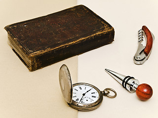 Image showing Old BookAnd Pocket Watch