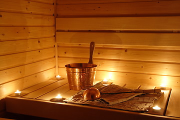 Image showing Interior of a Finnish sauna