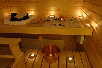 Image showing Interior of a Finnish sauna