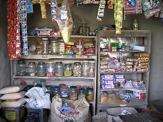 Image showing Old grocery store in a rural place in Kumrokhali, West Bengal, India