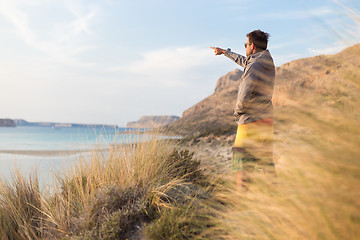 Image showing Free active man enjoying beauty of nature.