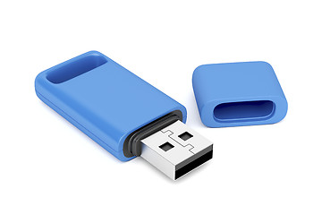 Image showing Blue usb flash drive