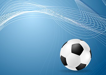Image showing Abstract blue wavy soccer background with ball