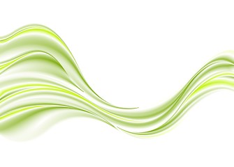 Image showing Green smooth waves on white background