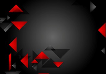 Image showing Dark red black tech geometric background