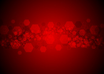 Image showing Bright glowing red hexagons tech background