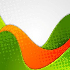 Image showing Abstract grunge green orange wavy background