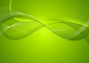 Image showing Abstract green wavy bright background