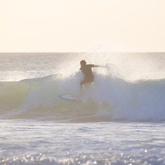 Image showing Surfer riding a big wave.