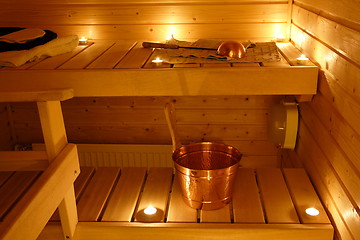 Image showing Interior of a Finnish sauna