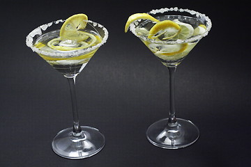 Image showing Martini with sugar crust, lemon and peels