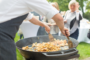 Image showing Cheff preparing traditional Slovenian kaiserschmarrn .