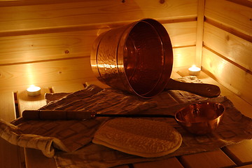 Image showing Interior of a Finnish sauna