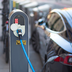 Image showing Electric Car in Charging Station.
