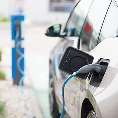 Image showing Electric Car in Charging Station.