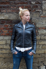 Image showing Fashion street style portrait of young woman.