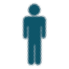 Image showing male icon blue blurred silhouette of a man