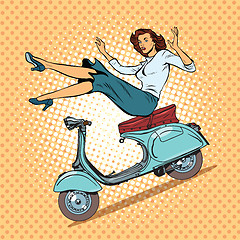 Image showing The girl on scooter accident