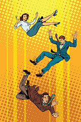 Image showing Business man and woman falling down