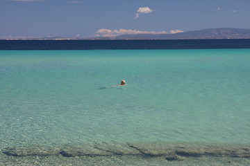 Image showing Beauriful nuances of blue and green colour on the beach