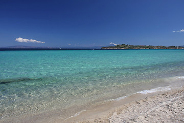 Image showing Beauriful nuances of blue and green colour on the beach