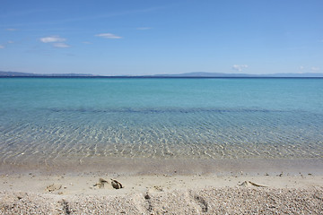 Image showing Beauriful nuances of blue colour on the beach