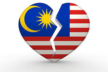 Image showing Broken white heart shape with Malaysia flag