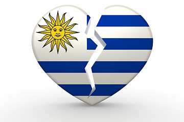 Image showing Broken white heart shape with Uruguay flag